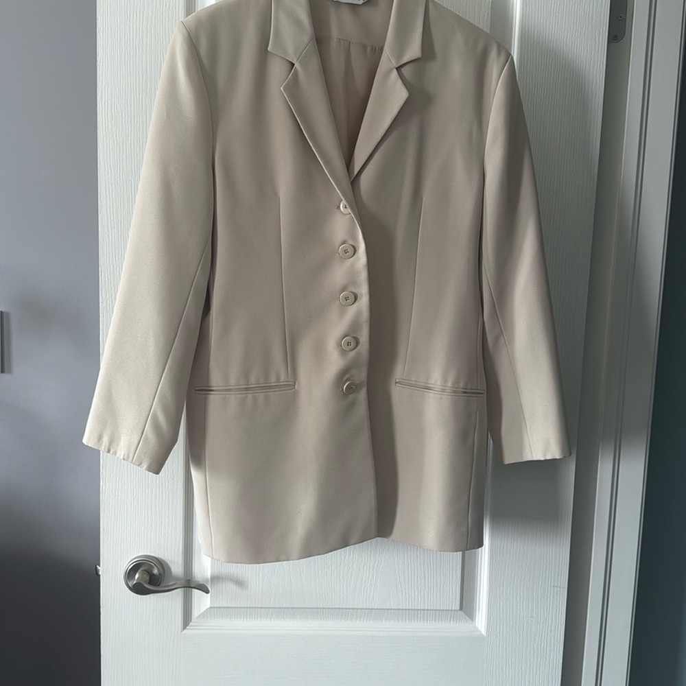 Cream Tailored Blazer Size M Work Office Business Casual Jacket